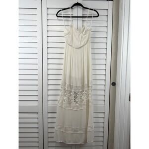 Wilde Heart Maxi Dress Womens 12 White Crochet Lace Boho Cotton NEW